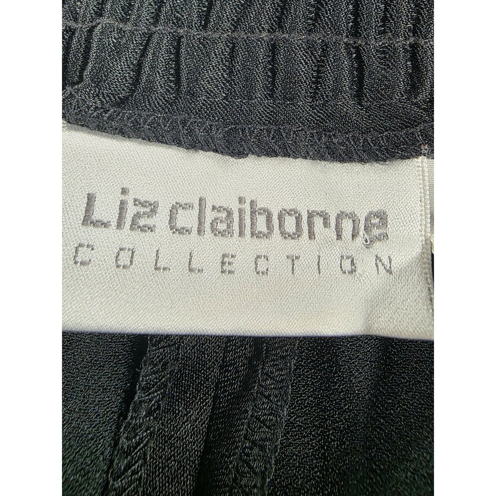 VTG Liz Claiborne Black Triacetate Satin Look Pull-On Pants Relaxed Fit w/Pocket - Picture 6 of 9